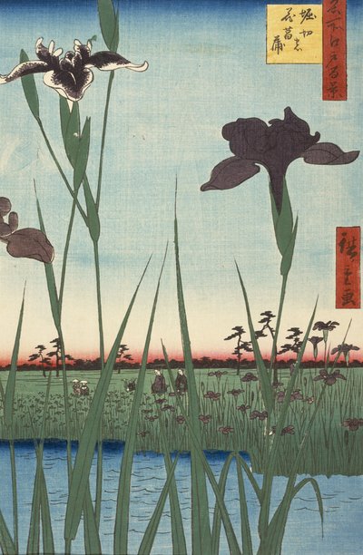 Giardino di iris di Horikiri, dalla serie Cento famosi vedute di Edo da Utagawa Hiroshige